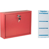Alpine Large Size Red Steel Multi-Purpose Drop Box with Suggestion Cards - ADI631-03-RED-PKG