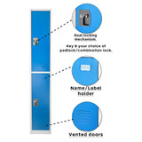 Alpine ADI629-202-BLU-2PK 72 in. x 12 in. x 12 in. Double-Compartment Steel Tier Key Lock Storage Locker in Blue 2 Pack