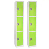 Alpine  ADI629-203-GRN-2PK 72 in. x 12 in. x 12 in. Triple-Compartment Steel Tier Key Lock Storage Locker in Green 2 Pack