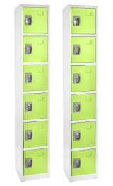 Alpine 72 in. x 12 in. x 12 in. 6-Compartment Steel Tier Key Lock Storage Locker in Green 2 Pack - ADI629-206-GRN-2PK