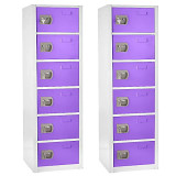 Alpine  ADI629-206-PUR-2PK 72 in. H x 12 in. W x 12 in. D 6-Compartment Steel Tier Key Lock Storage Locker in Purple 2 Pack