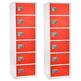 Alpine 72 in. H x 12 in. W x 12 in. D 6-Compartment Steel Tier Key Lock Storage Locker in Red 2 Pack - ADI629-206-RED-2PK