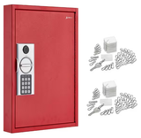 Alpine 60-Key Steel Heavy-Duty Digital Lock Key Cabinet, Red with 100 Key Tags - ADI680-60-RED-689-PKG
