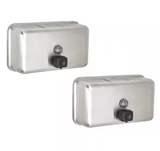 Alpine 1200 ml Stainless Steel Horizontal Manual Surface-Mounted Liquid Soap Dispenser 2 Pack - ALP424-SSB-2PK
