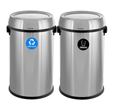 Alpine  ALP470-65L-1-R-T 17 Gallon Stainless Steel Indoor Recycling Receptacle and Trash Compost with Swivel Lid