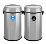Alpine 17 Gallon Stainless Steel Indoor Recycling Receptacle and Trash Compost with Swivel Lid - ALP470-65L-1-R-T