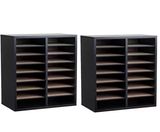 Alpine Wood Adjustable 16 Compartment Literature Organizer, Black 2 Pack - ADI500-16-BLK-2PK