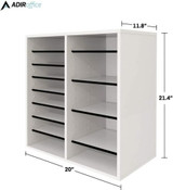 Alpine  ADI500-16-WHI-2PK Wood Adjustable 16 Compartment Literature Organizer, White 2 Pack