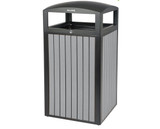 Alpine  ALP471-40-WD-GRY 40-Gallon Outdoor Trash Container with Slatted Recycled Plastic Panels - Grey