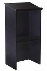 Alpine Black Wood Stand-up Podium Lectern with Black Cover - ADI661-01-BLK-PKG