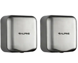 Alpine  ALP405-10-SSB-2PK Willow Commercial Stainless Steel High Speed Automatic Electric Hand Dryer 2 Pack
