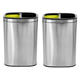Alpine  ALP470-R-40L-2PK 10.5 Gal. Stainless Steel Open Top Dual Compartment Trash Can 2 Pack