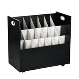 Alpine ADI625-BLK-2PK 21-Slot Black Mobile Rolling Wood Blueprint Roll File Large Document Organizer 2 Pack
