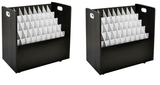 Alpine 50-Compartment Black Mobile Wood Roll File Storage Organizer 2 Pack - ADI626-BLK-2PK
