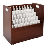 Alpine ADI626-MA-2PK 50-Compartment Mahogany Mobile Wood Roll File Storage Organizer 2 Pack