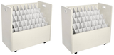 Alpine 50-Compartment White Mobile Wood Roll File Storage Organizer 2 Pack - ADI626-WHI-2PK