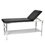 Alpine Adjustable Exam Table with Wooden Shelf and Paper Dispenser - ADI996-02-BLK