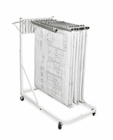 Alpine  ADI613-6036--PKG Gray Steel Vertical File Blueprint Rolling Stand with 30 inch Hanging Clamps