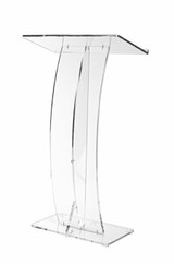 Alpine  ADI661-03-CLR Acrylic Slanted Speakers Podium Lectern, Clear