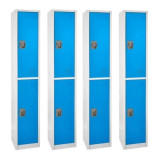 Alpine 72 in. x 12 in. x 12 in. Double-Compartment Steel Tier Key Lock Storage Locker in Blue (4-Pack) - ADI629-202-BLU-4PK
