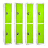 Alpine 72 in. x 12 in. x 12 in. Double-Compartment Steel Tier Key Lock Storage Locker in Green (4-Pack) - ADI629-202-GRN-4PK