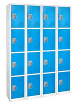 Alpine ADI629-204-BLU-4PK 72 in. x 12 in. x 12 in. 4-Compartment Steel Tier Key Lock Storage Locker in Blue (4-Pack)