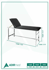 Alpine ADI996-01-BLK-902-PKG Adjustable Exam Table with Paper Dispenser with Single Box Capacity Acrylic Glove Dispenser