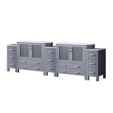 Lexora Volez 108 inch W Dark Grey Double Sink Vanity Cabinet with Side Cabinets, and White Ceramic Top