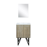 Lexora Lancy 24 inch W x 20 in D Rustic Acacia Bath Vanity Cabinet, Cultured Marble Top and 18 in Mirror