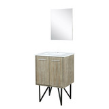 Lexora Lancy 24 inch W x 20 in D Rustic Acacia Bath Vanity Cabinet, Cultured Marble Top and 18 in Mirror