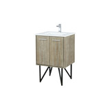 Lexora Lancy 24 inch W x 20 in D Rustic Acacia Bath Vanity Cabinet, White Quartz Top and Chrome Faucet Set