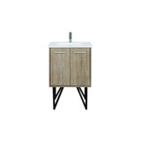 Lexora Lancy 24 inch W x 20 in D Rustic Acacia Bath Vanity Cabinet, Cultured Marble Top and Chrome Faucet Set