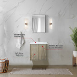 Lexora  LVFB24SK202 Fairbanks 24 in W x 20 in D Rustic Acacia Bath Vanity, White Quartz Top and Brushed Nickel Faucet Set