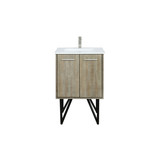Lexora Lancy 24 inch W x 20 in D Rustic Acacia Bath Vanity Cabinet, White Quartz Top and Brushed Nickel Faucet Set