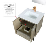 Lexora  LVLY24SRA302 Lancy 24 in W x 20 in D Rustic Acacia Bath Vanity, Cultured Marble Top and Brushed Nickel Faucet Set