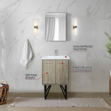Lexora  LVLY24SRA302 Lancy 24 in W x 20 in D Rustic Acacia Bath Vanity, Cultured Marble Top and Brushed Nickel Faucet Set