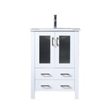 Lexora LVV24SA601 Volez 24 inch W White Bath Vanity Cabinet, White Ceramic Top, and Faucet Set
