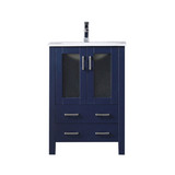 Lexora Volez 24 inch W Navy Blue Bath Vanity Cabinet, White Ceramic Top, and Faucet Set
