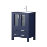Lexora Volez 24 inch W Navy Blue Bath Vanity Cabinet, White Ceramic Top, and Faucet Set