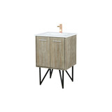 Lexora Lancy 24 inch W x 20 in D Rustic Acacia Bath Vanity Cabinet, White Quartz Top and Rose Gold Faucet Set