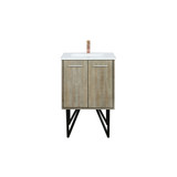 Lexora Lancy 24 inch W x 20 in D Rustic Acacia Bath Vanity Cabinet, Cultured Marble Top and Rose Gold Faucet Set
