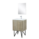 Lexora Lancy 24 inch W x 20 in D Rustic Acacia Bath Vanity Cabinet, White Quartz Top, Chrome Faucet Set and 18 in Mirror