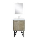 Lexora Lancy 24 inch W x 20 in D Rustic Acacia Bath Vanity Cabinet, Cultured Marble Top, Brushed Nickel Faucet Set and 18 in Mirror
