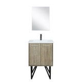 Lexora Lancy 24 inch W x 20 in D Rustic Acacia Bath Vanity Cabinet, Cultured Marble Top, Gun Metal Faucet Set and 18 in Mirror