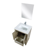 Lexora  LLF24SKSOSM18FCH Lafarre 24 in W x 20 in D Rustic Acacia Bath Vanity, White Quartz Top, Chrome Faucet Set and 18 in Mirror