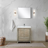 Lexora  LVLF24SRA311 Lafarre 24 in W x 20 in D Rustic Acacia Bath Vanity, Cultured Marble Top, Chrome Faucet Set and 18 in Mirror