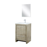 Lexora Lafarre 24 inch W x 20 in D Rustic Acacia Bath Vanity Cabinet, Cultured Marble Top, Chrome Faucet Set and 18 in Mirror
