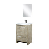 Lexora Lafarre 24 inch W x 20 in D Rustic Acacia Bath Vanity Cabinet, Cultured Marble Top, Brushed Nickel Faucet Set and 18 in Mirror