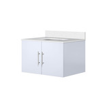 Lexora Geneva 30 in. W Glossy White Wall Mount Bath Vanity Cabinet and White Quartz Top
