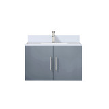 Lexora LVG30SB201 Geneva 30 in. W Dark Grey Wall Mount Bath Vanity Cabinet, White Quartz Top, and Faucet Set